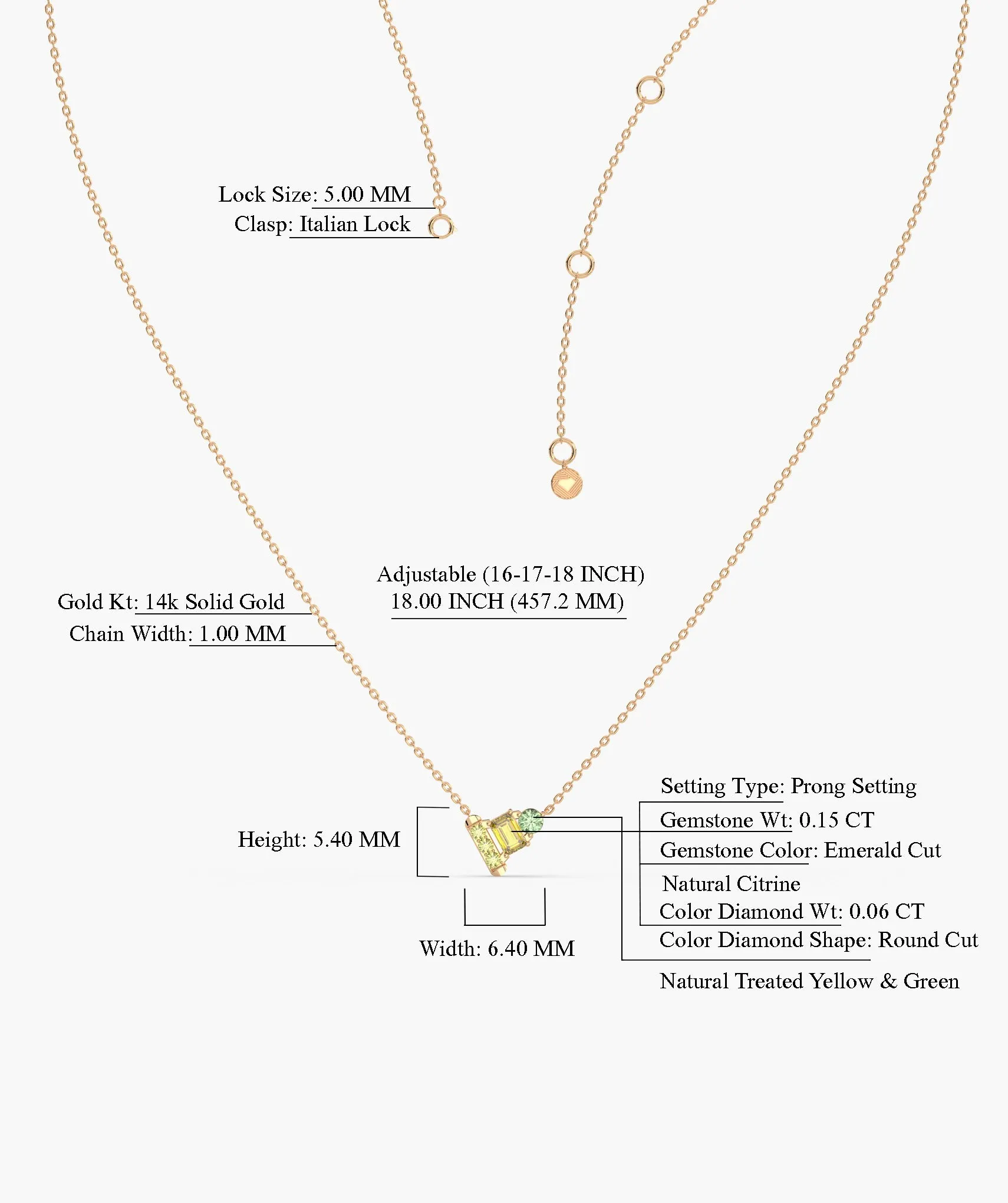 fancy Green & Yellow Spark Necklace