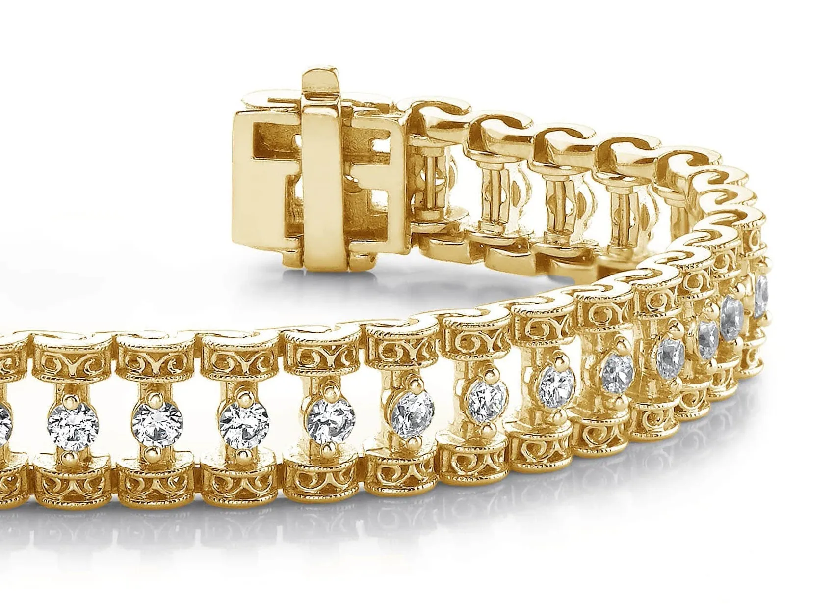 Filigree Diamond Candlestick Diamond Bracelet with 2.05 ct.(finished) 2.2mm