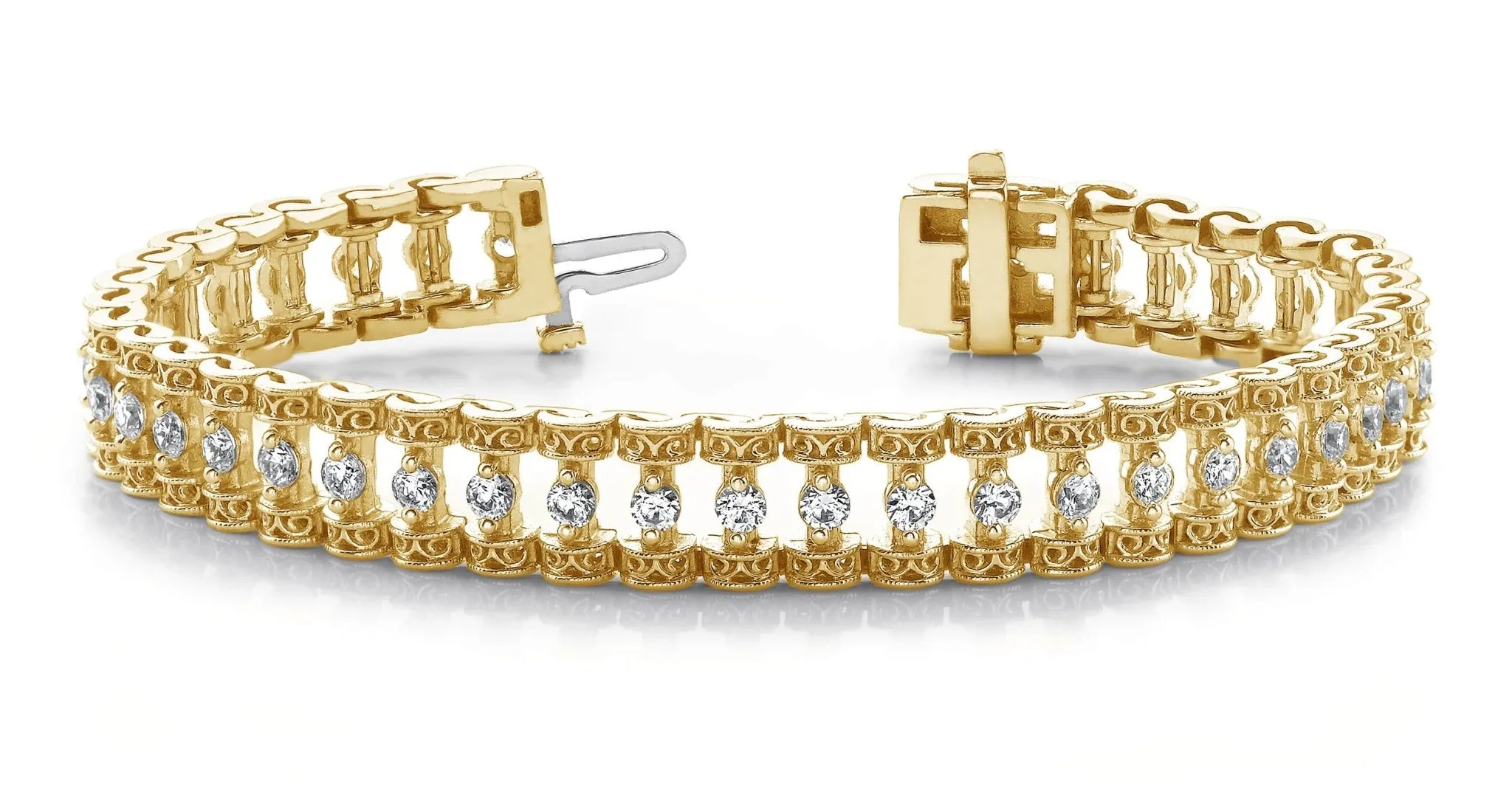 Filigree Diamond Candlestick Diamond Bracelet with 2.05 ct.(finished) 2.2mm