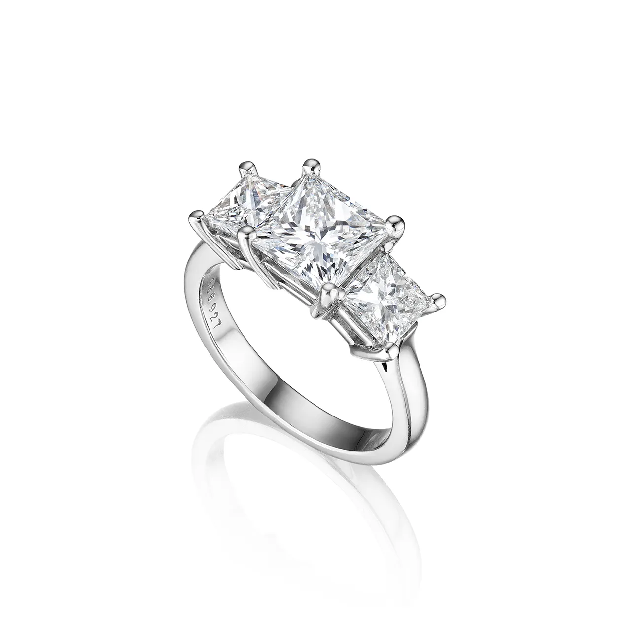Fink's Exclusive Platinum Princess Cut Diamond Three Stone Engagement Ring