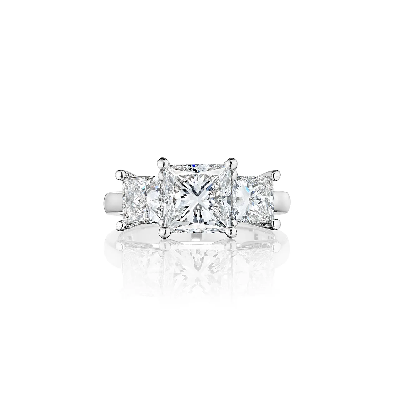 Fink's Exclusive Platinum Princess Cut Diamond Three Stone Engagement Ring