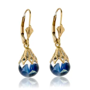Floating Blue Sapphire Dangle Earrings