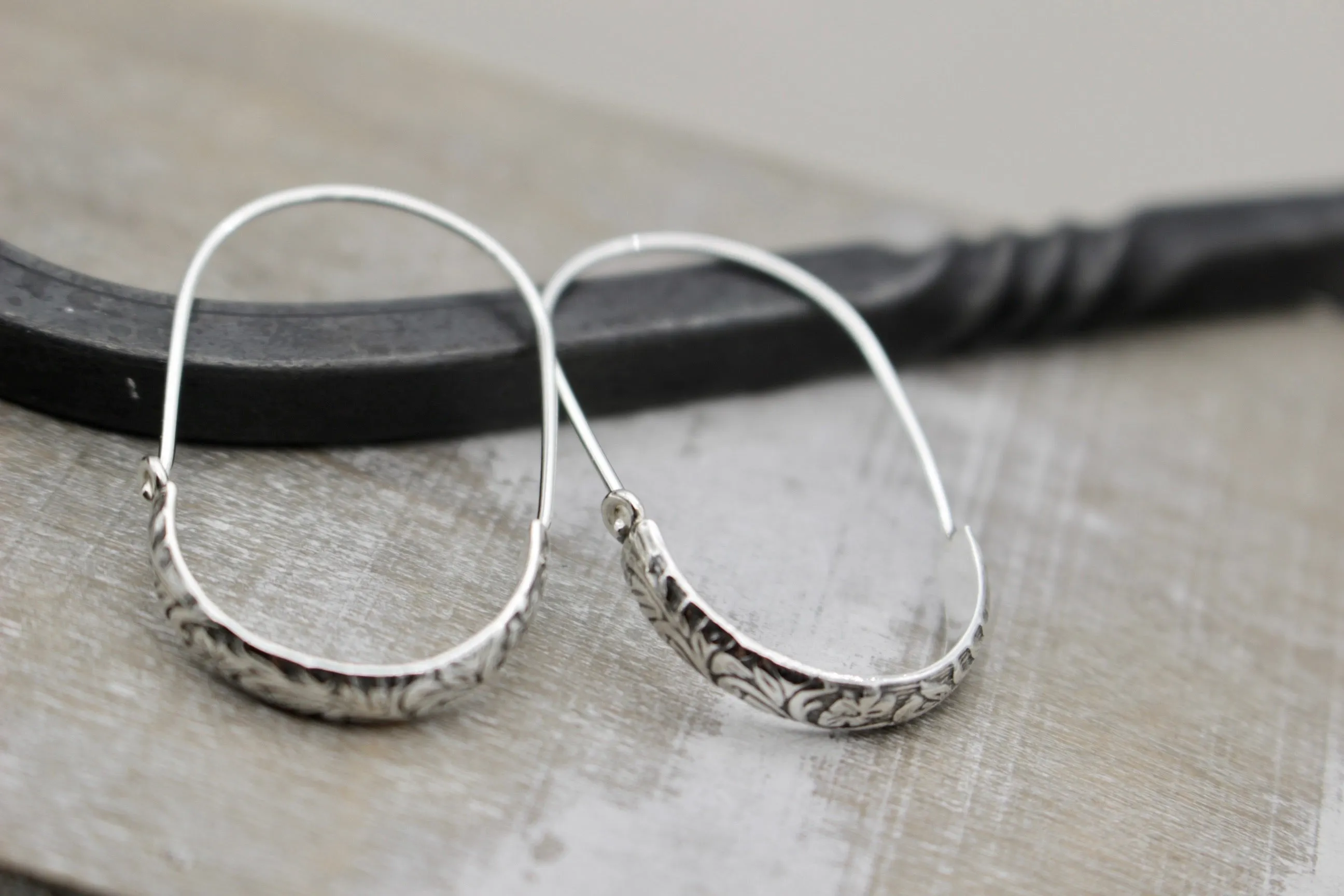 Floral Sterling Silver Hoops