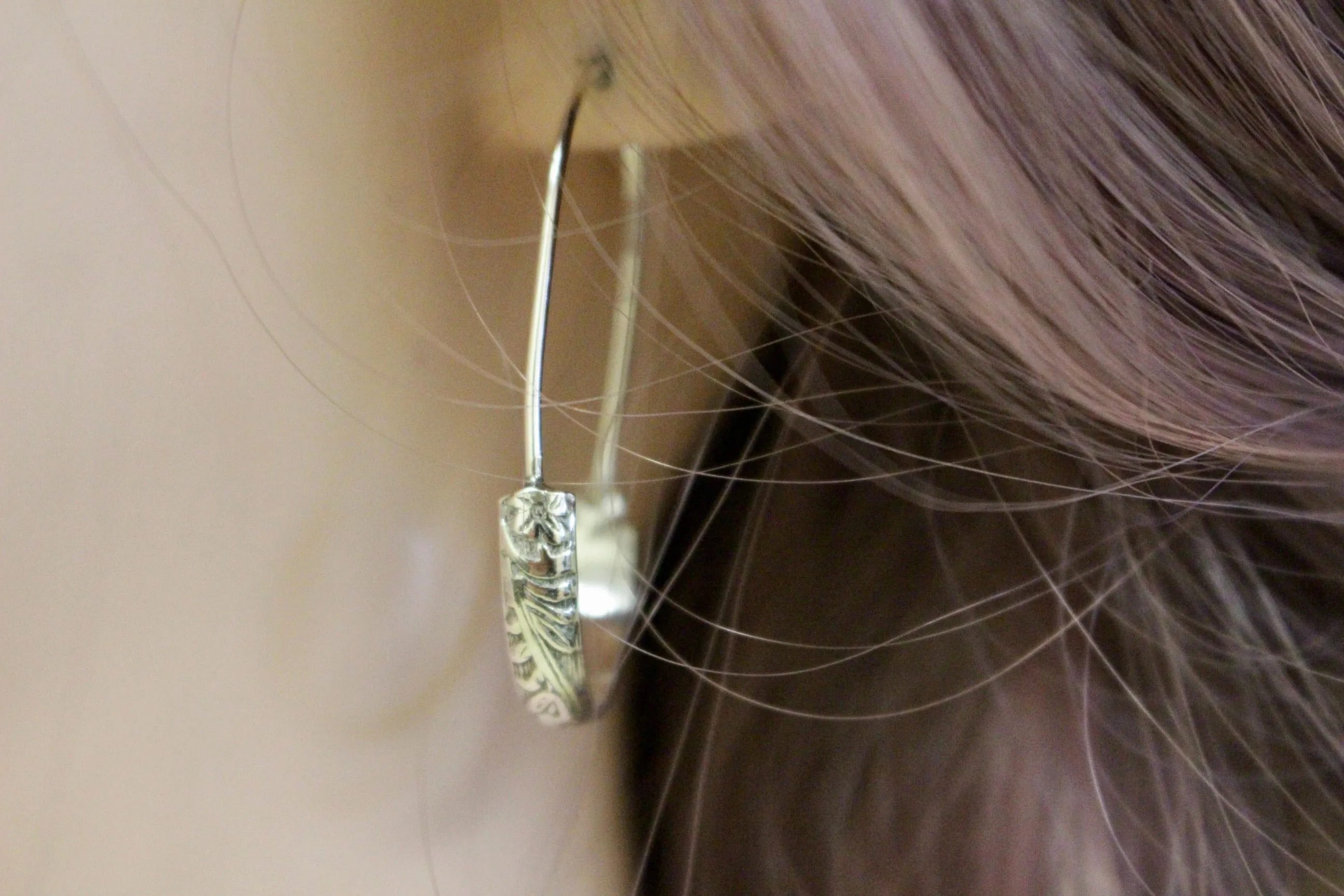 Floral Sterling Silver Hoops
