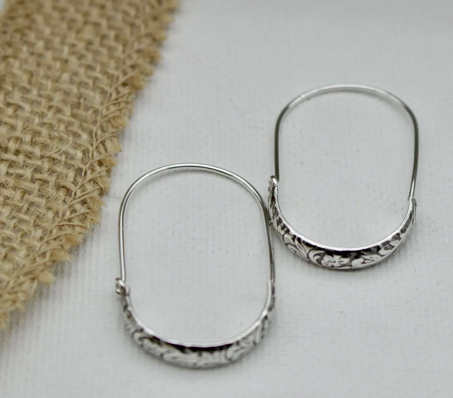 Floral Sterling Silver Hoops
