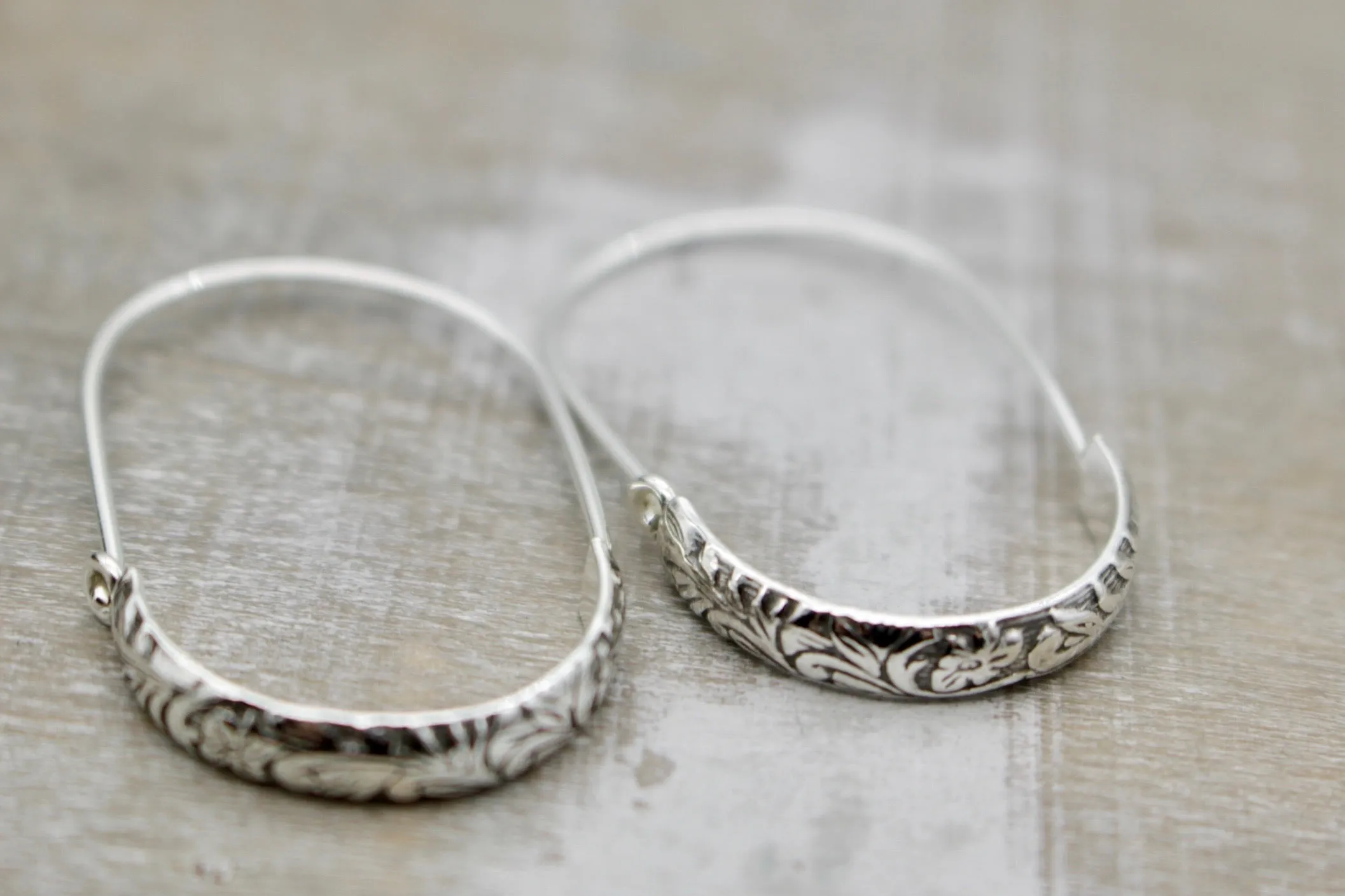 Floral Sterling Silver Hoops