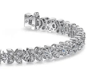 Flower Diamond Bracelet with 3.15 ct.(finished) 1.4mm, 1.5mm, 2.5mm