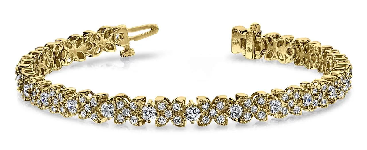 Flower Diamond Bracelet with 3.15 ct.(finished) 1.4mm, 1.5mm, 2.5mm