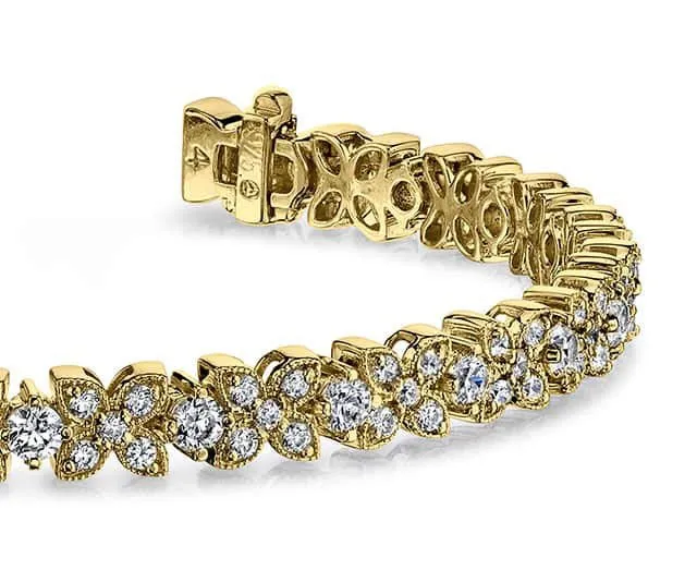 Flower Diamond Bracelet with 3.15 ct.(finished) 1.4mm, 1.5mm, 2.5mm