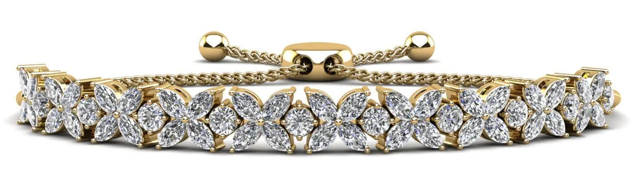 Flowers of Marquise Diamond Adjustable Diamond Bracelet with 5.26 ct.(finished) 4x2mm, 2.8mm