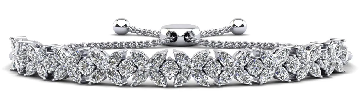 Flowers of Marquise Diamond Adjustable Diamond Bracelet with 5.26 ct.(finished) 4x2mm, 2.8mm
