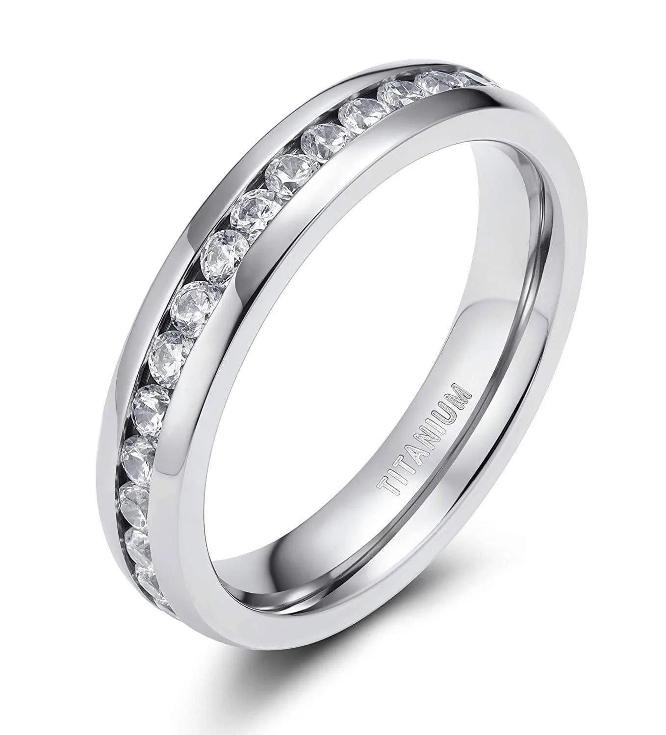 Full-Eternity Diamond Titanium Wedding Band