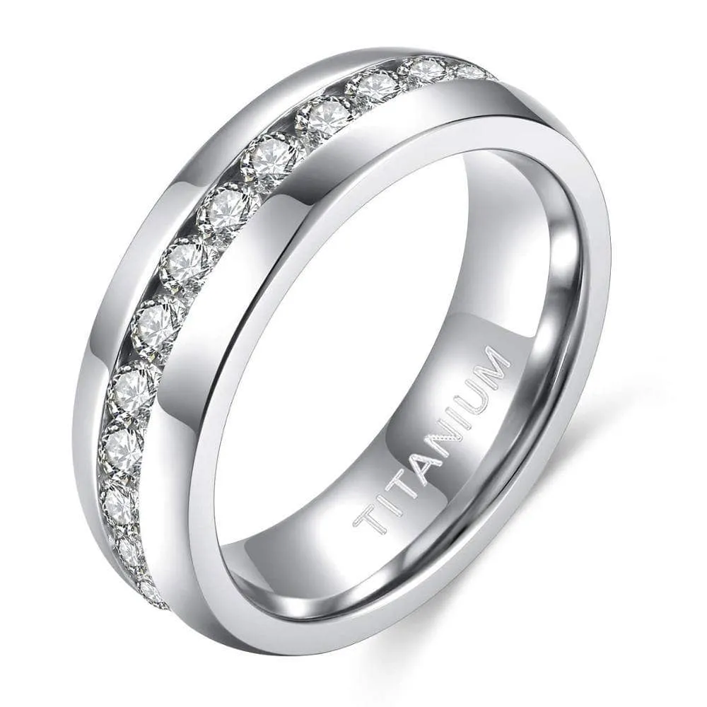 Full-Eternity Diamond Titanium Wedding Band