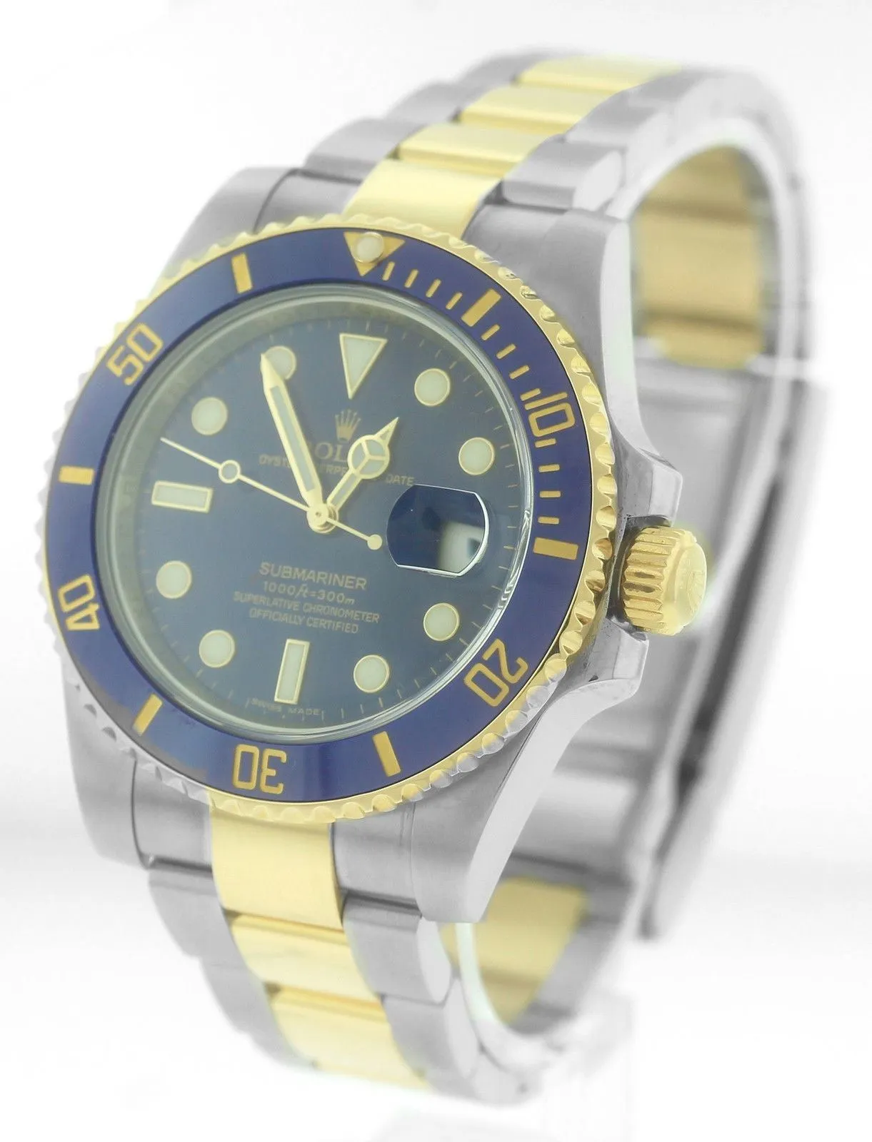 FULL SET Rolex Submariner Ceramic SMURF Two-Tone Gold Blue Dive Watch 116613 LB