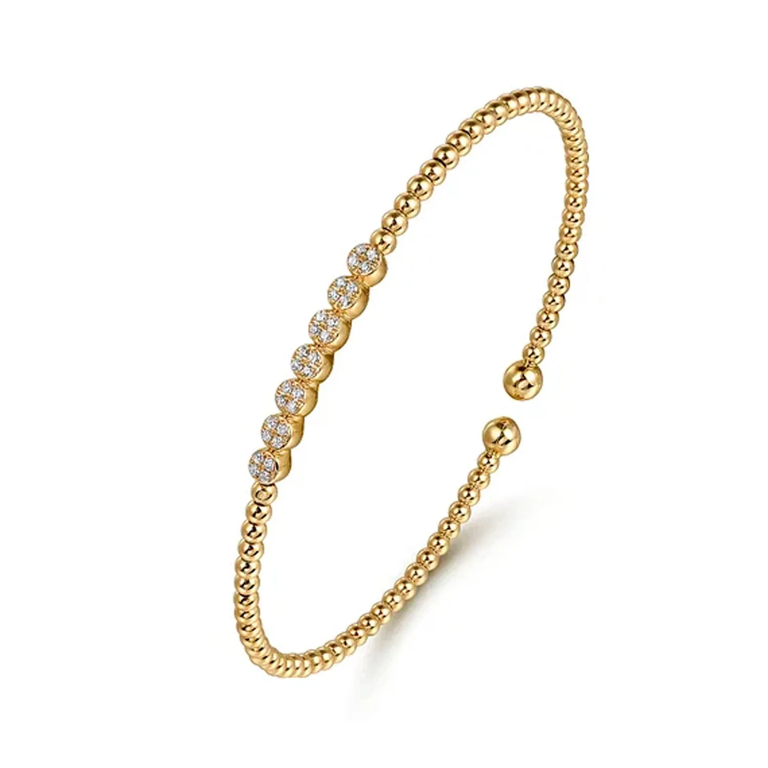 Gabriel & Co. 14k Yellow Gold Beaded Diamond Bangle Bracelet – BG4116-62Y45JJ