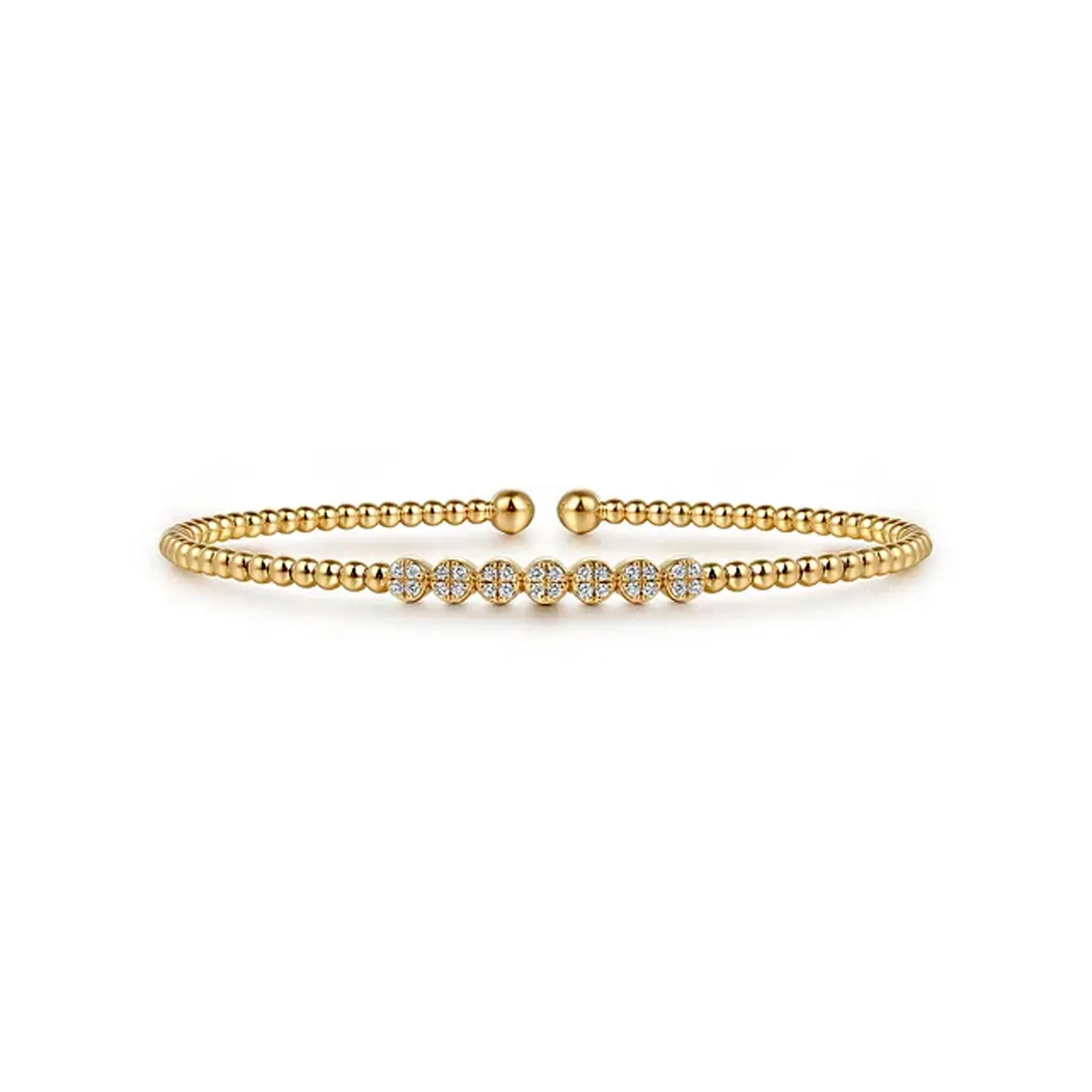 Gabriel & Co. 14k Yellow Gold Beaded Diamond Bangle Bracelet – BG4116-62Y45JJ