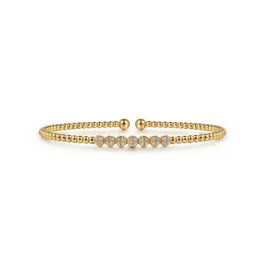 Gabriel & Co. 14k Yellow Gold Beaded Diamond Bangle Bracelet – BG4116-62Y45JJ