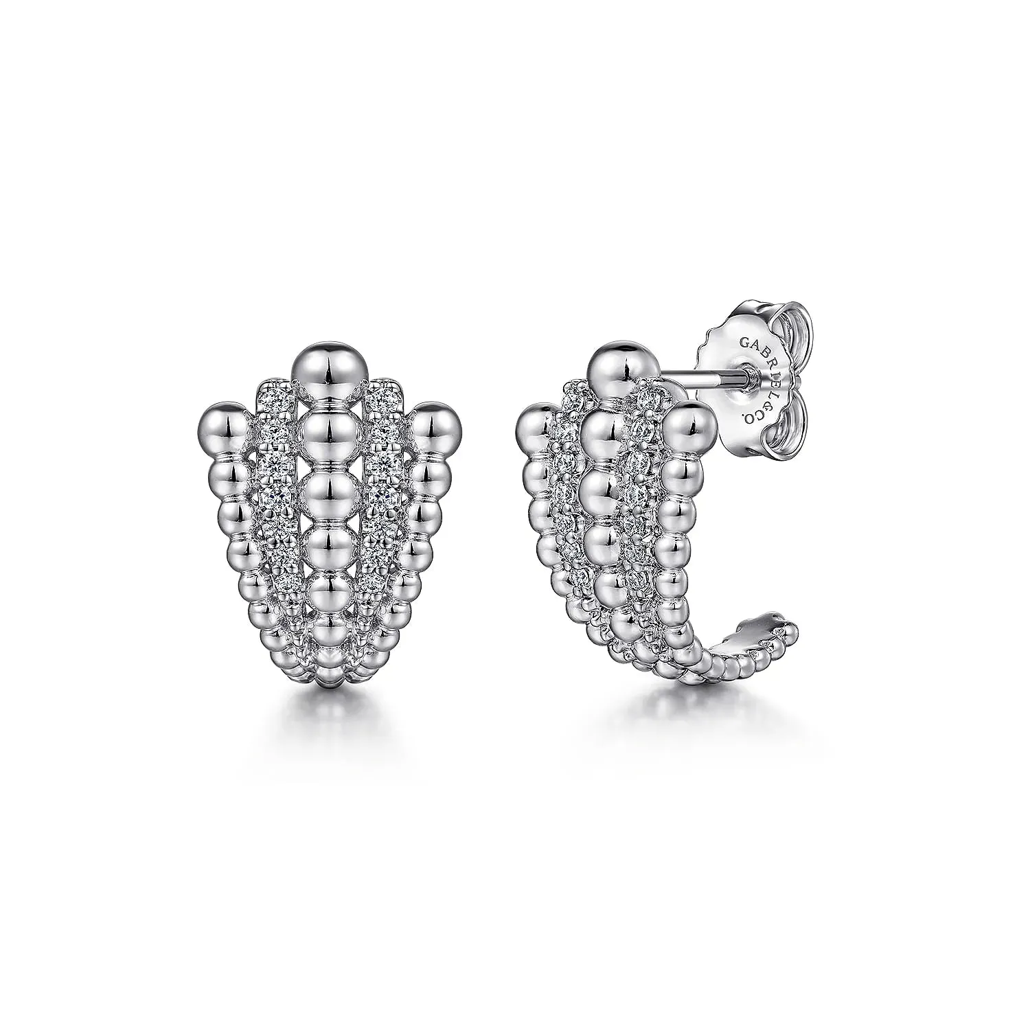 Gabriel & Co. Fashion 925 Sterling Silver Bujukan White Sapphire J stud Earrings
