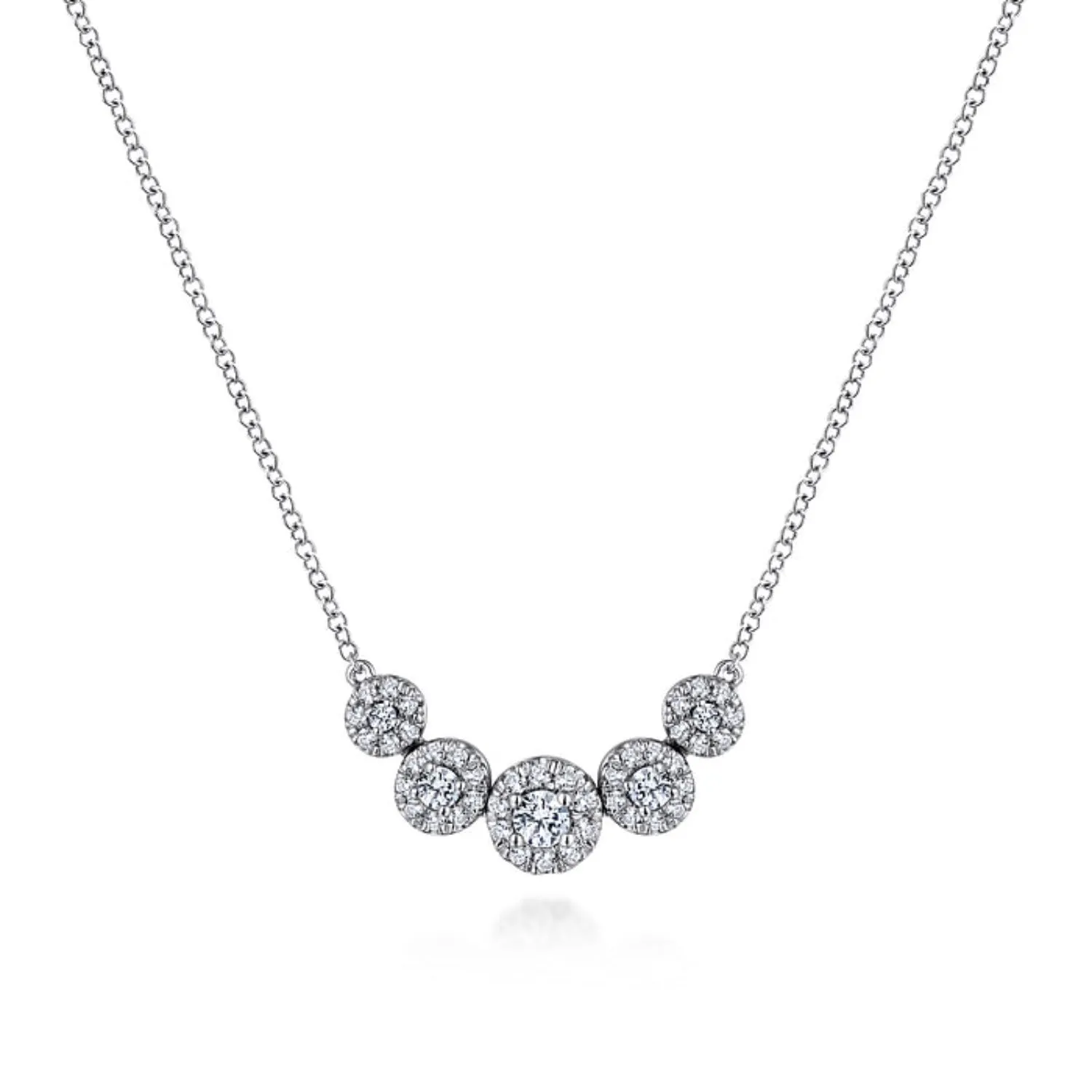 Gabriel & Co. Five Halo Diamond Necklace