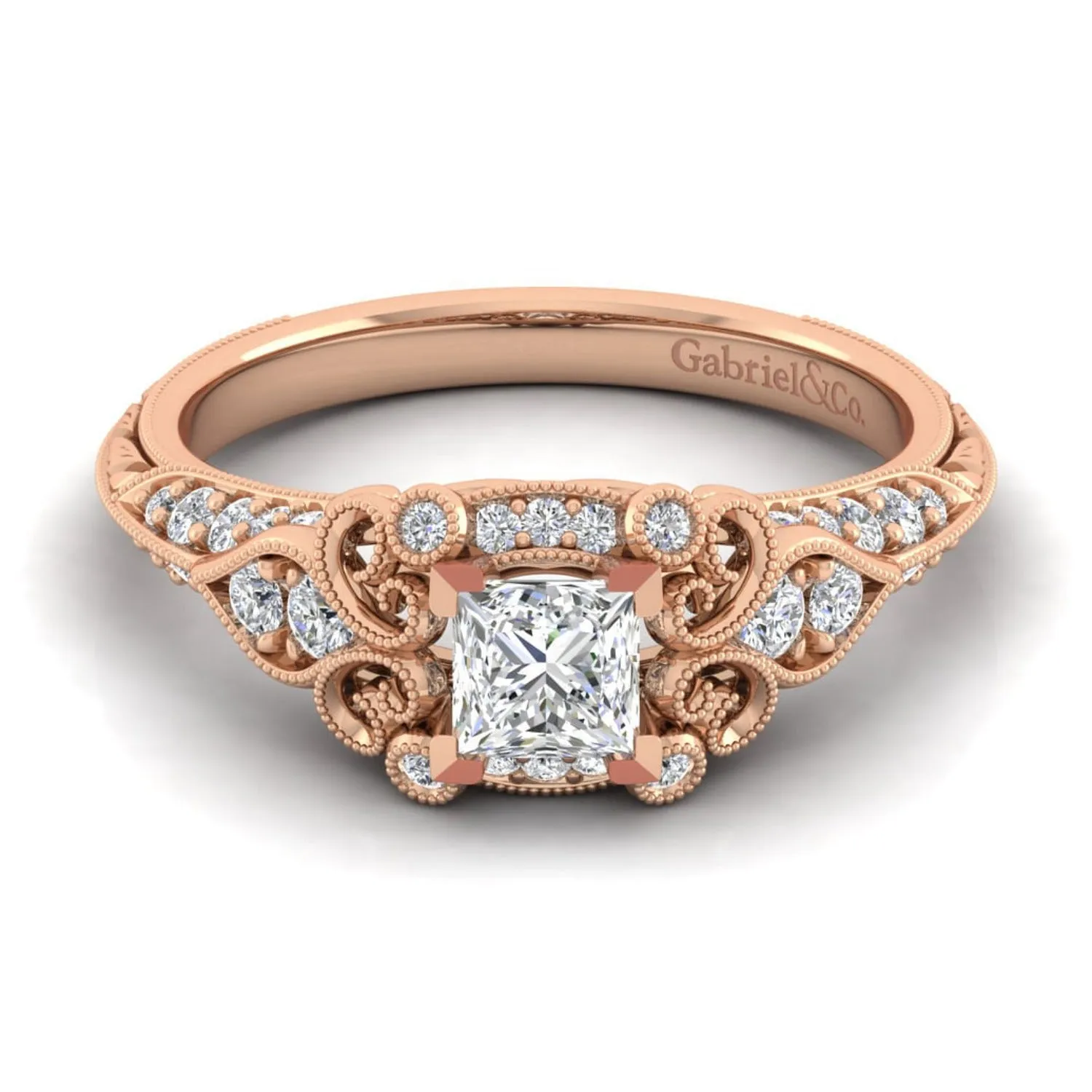 Gabriel & Co. "Abel" Princess Cut Diamond Halo Engagement Ring