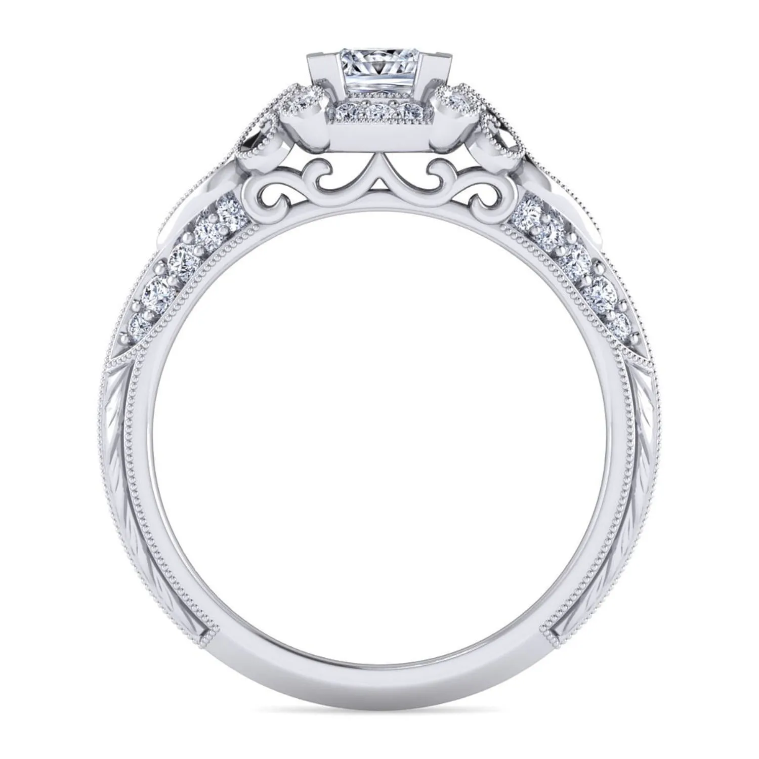Gabriel & Co. "Abel" Princess Cut Diamond Halo Engagement Ring