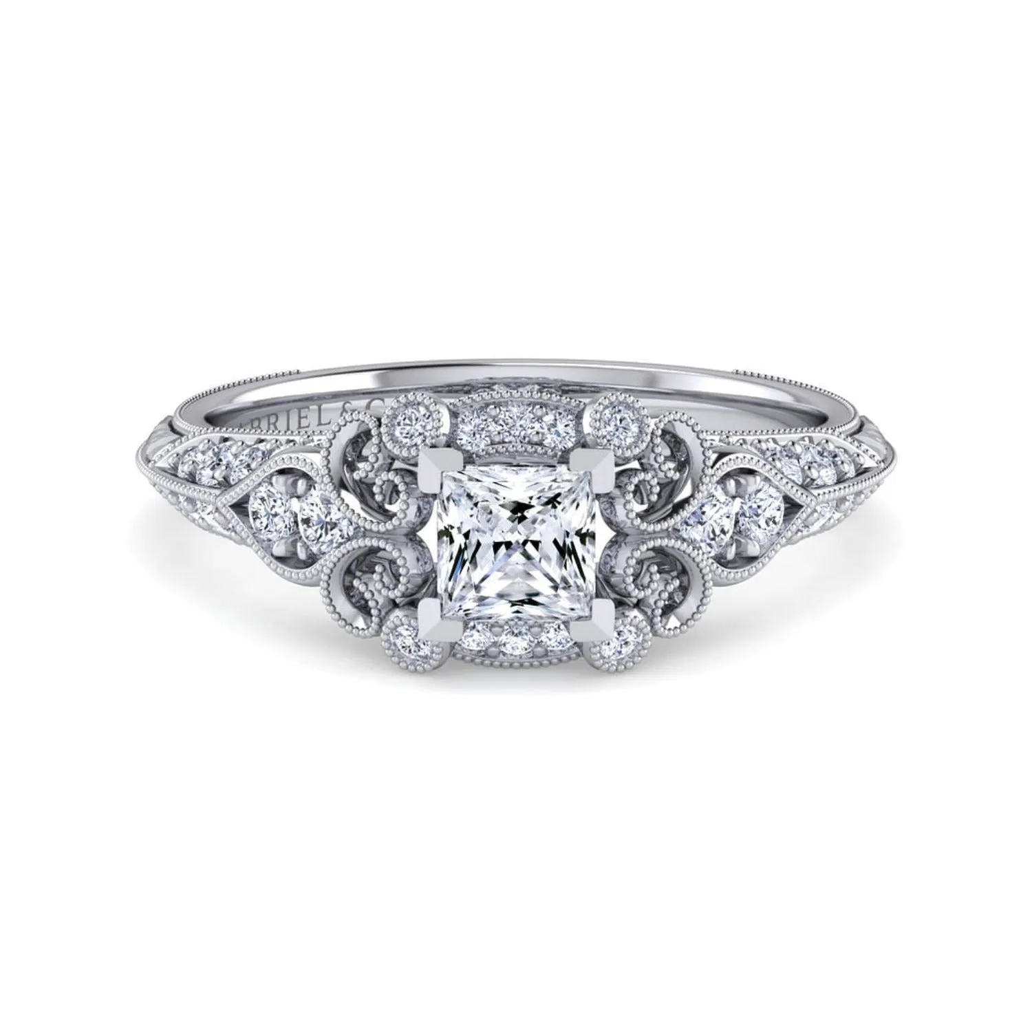 Gabriel & Co. "Abel" Princess Cut Diamond Halo Engagement Ring