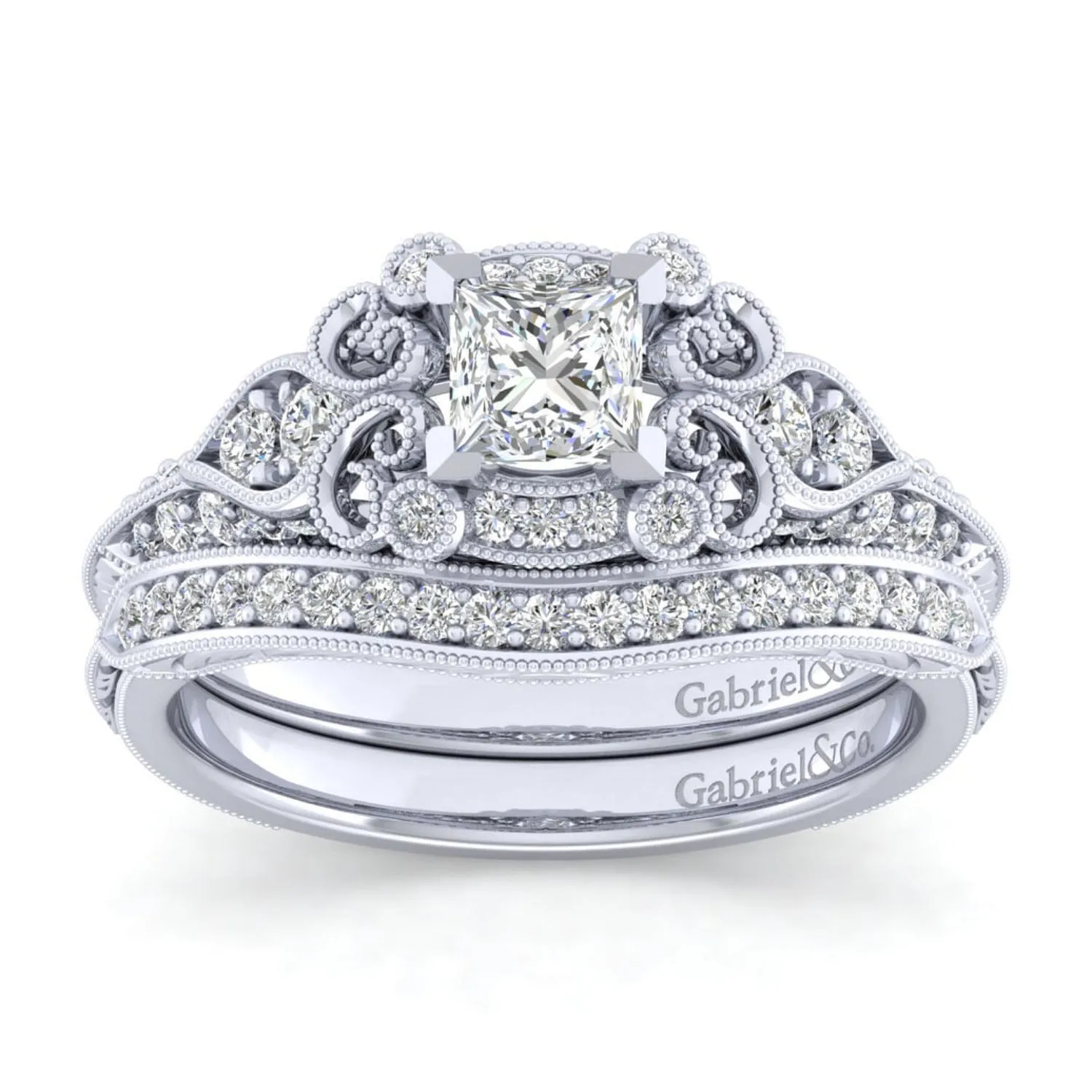 Gabriel & Co. "Abel" Princess Cut Diamond Halo Engagement Ring