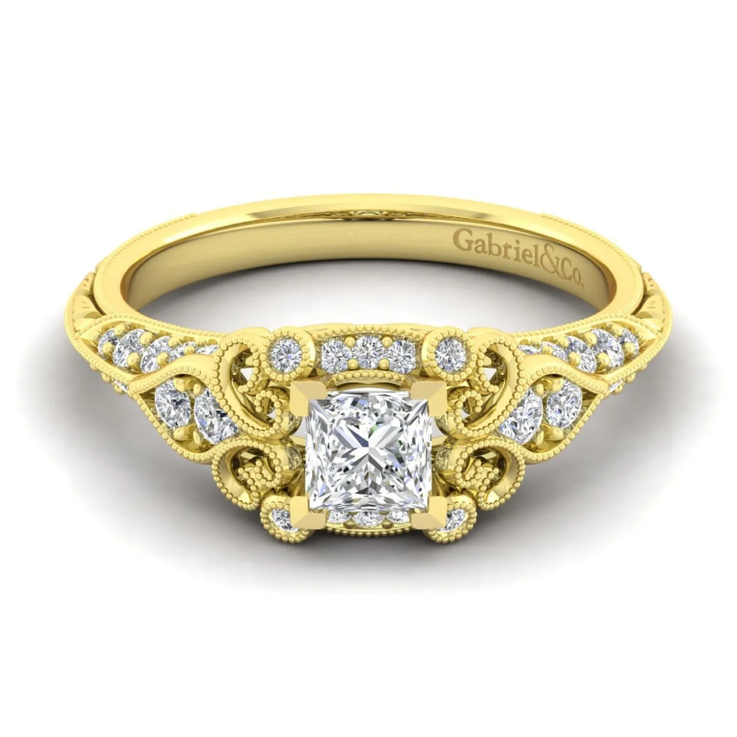 Gabriel & Co. "Abel" Princess Cut Diamond Halo Engagement Ring