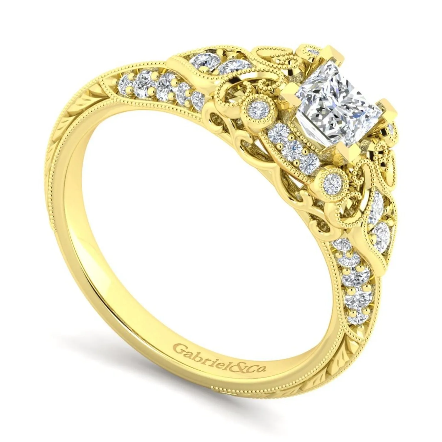 Gabriel & Co. "Abel" Princess Cut Diamond Halo Engagement Ring