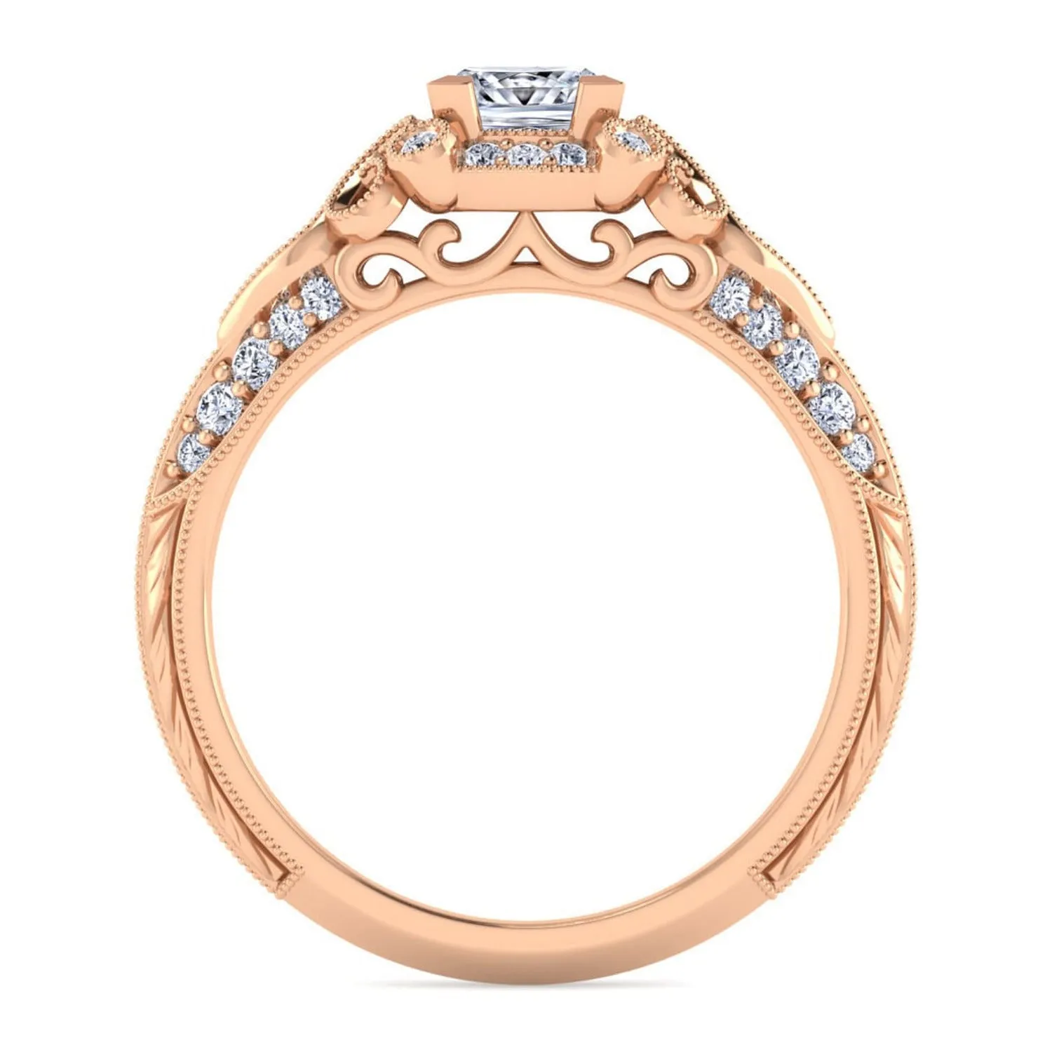 Gabriel & Co. "Abel" Princess Cut Diamond Halo Engagement Ring