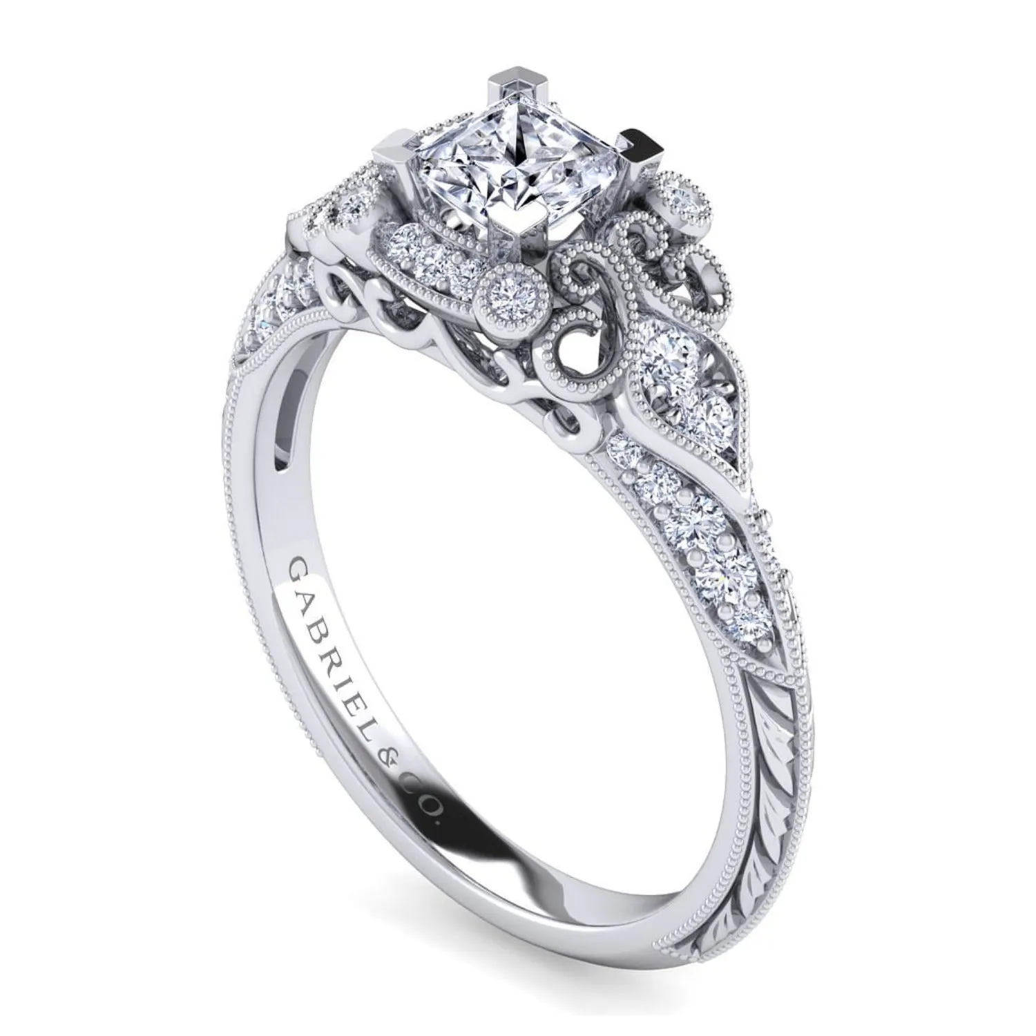 Gabriel & Co. "Abel" Princess Cut Diamond Halo Engagement Ring