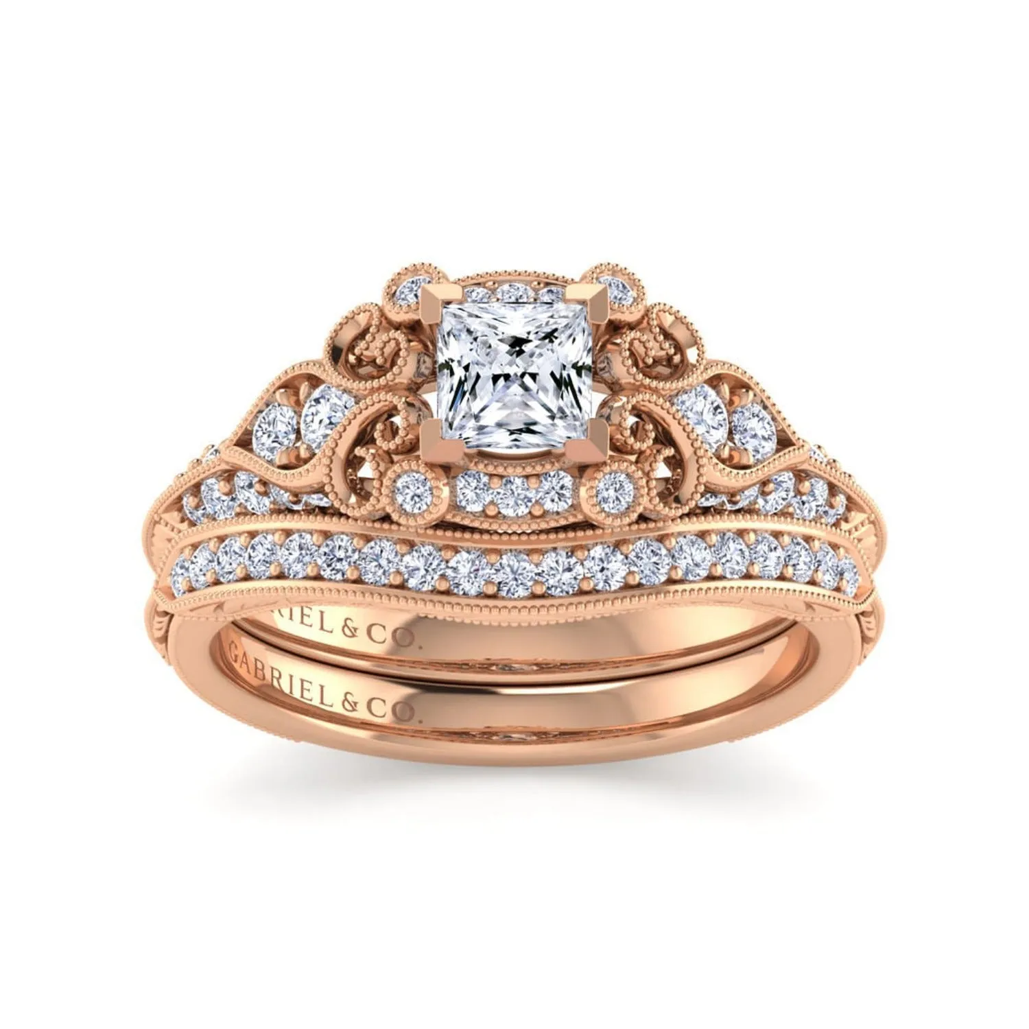 Gabriel & Co. "Abel" Princess Cut Diamond Halo Engagement Ring