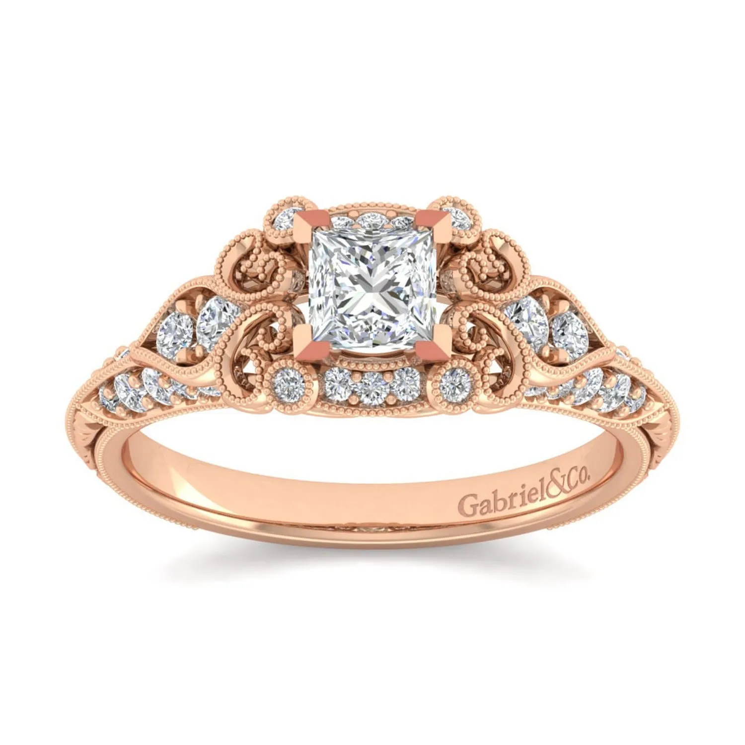 Gabriel & Co. "Abel" Princess Cut Diamond Halo Engagement Ring