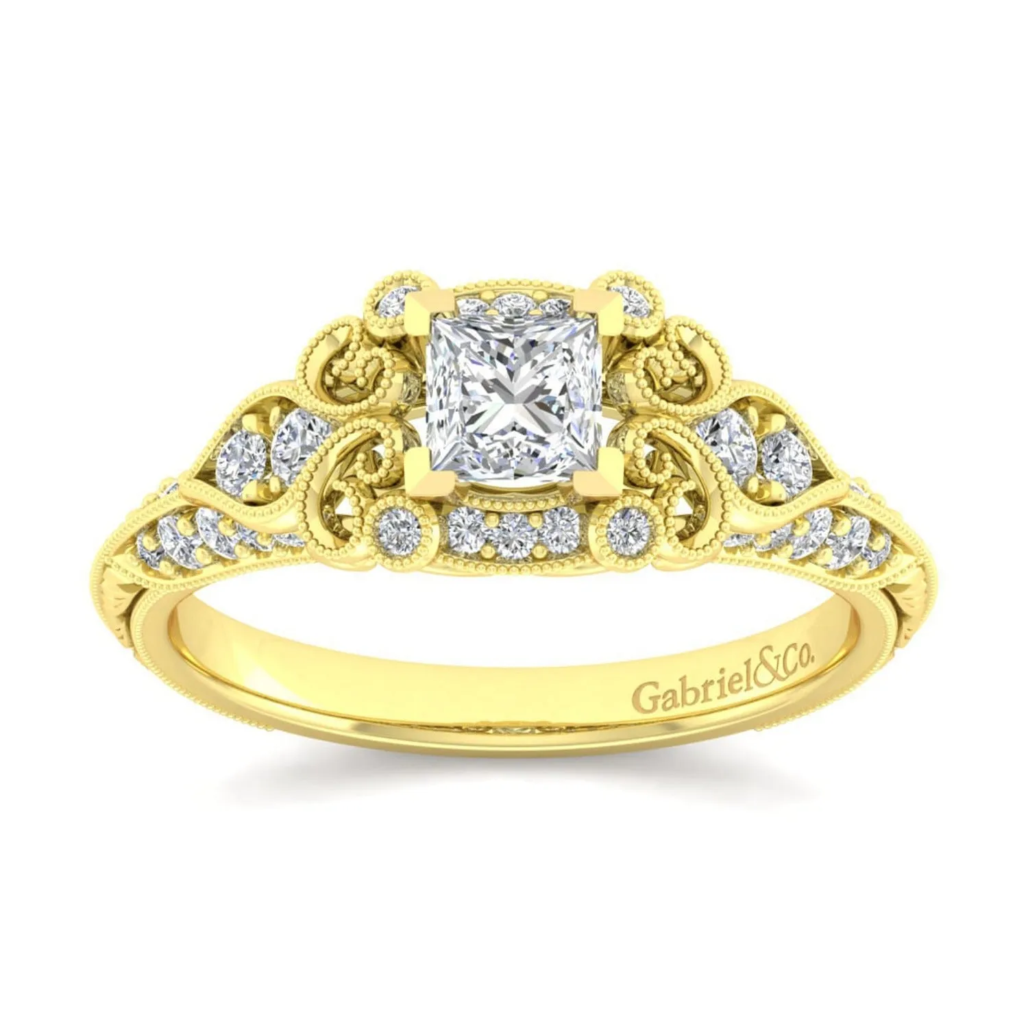 Gabriel & Co. "Abel" Princess Cut Diamond Halo Engagement Ring