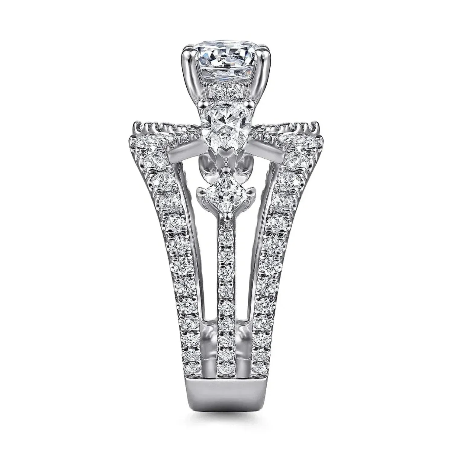 Gabriel & Co. "Lina" Wide Split Shank Diamond Engagement Ring