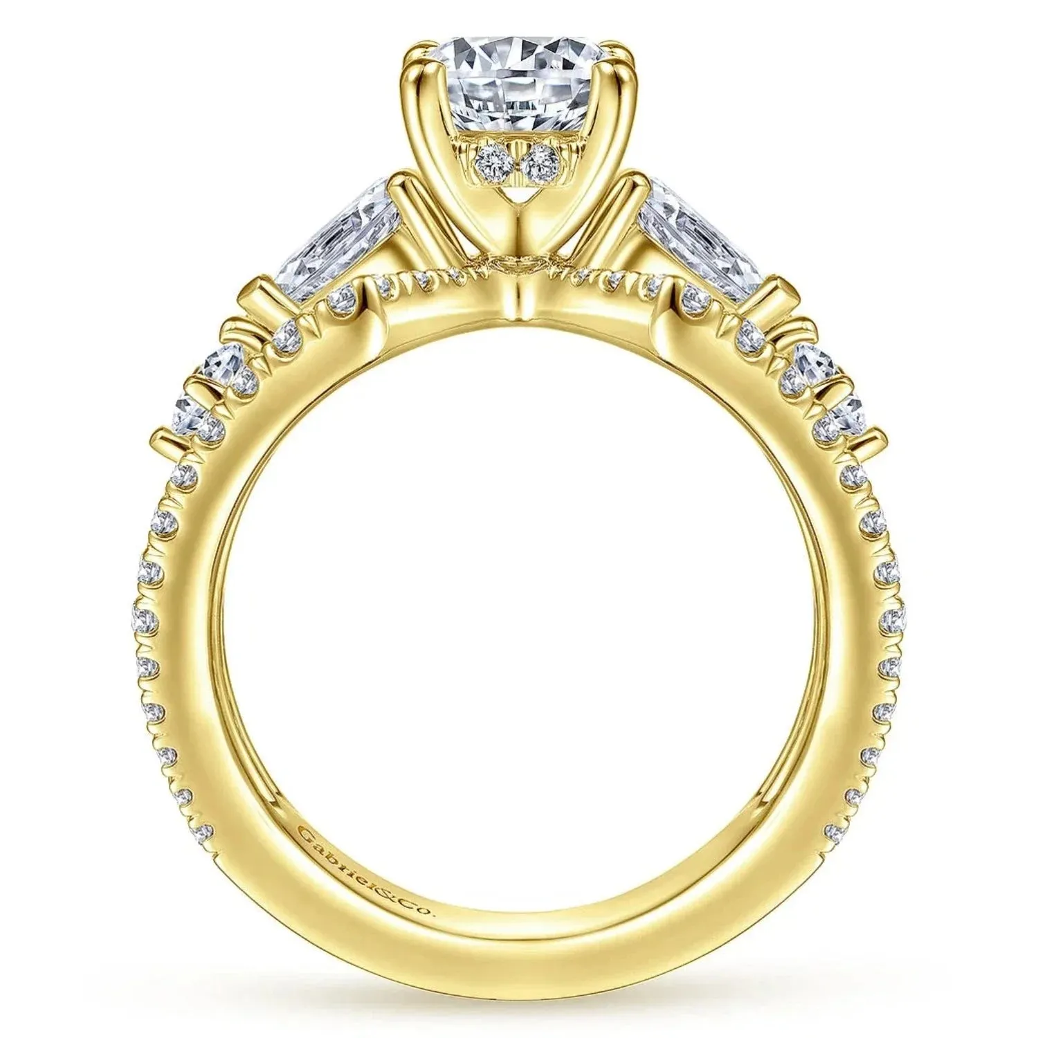 Gabriel & Co. "Lina" Wide Split Shank Diamond Engagement Ring