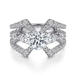 Gabriel & Co. "Lina" Wide Split Shank Diamond Engagement Ring