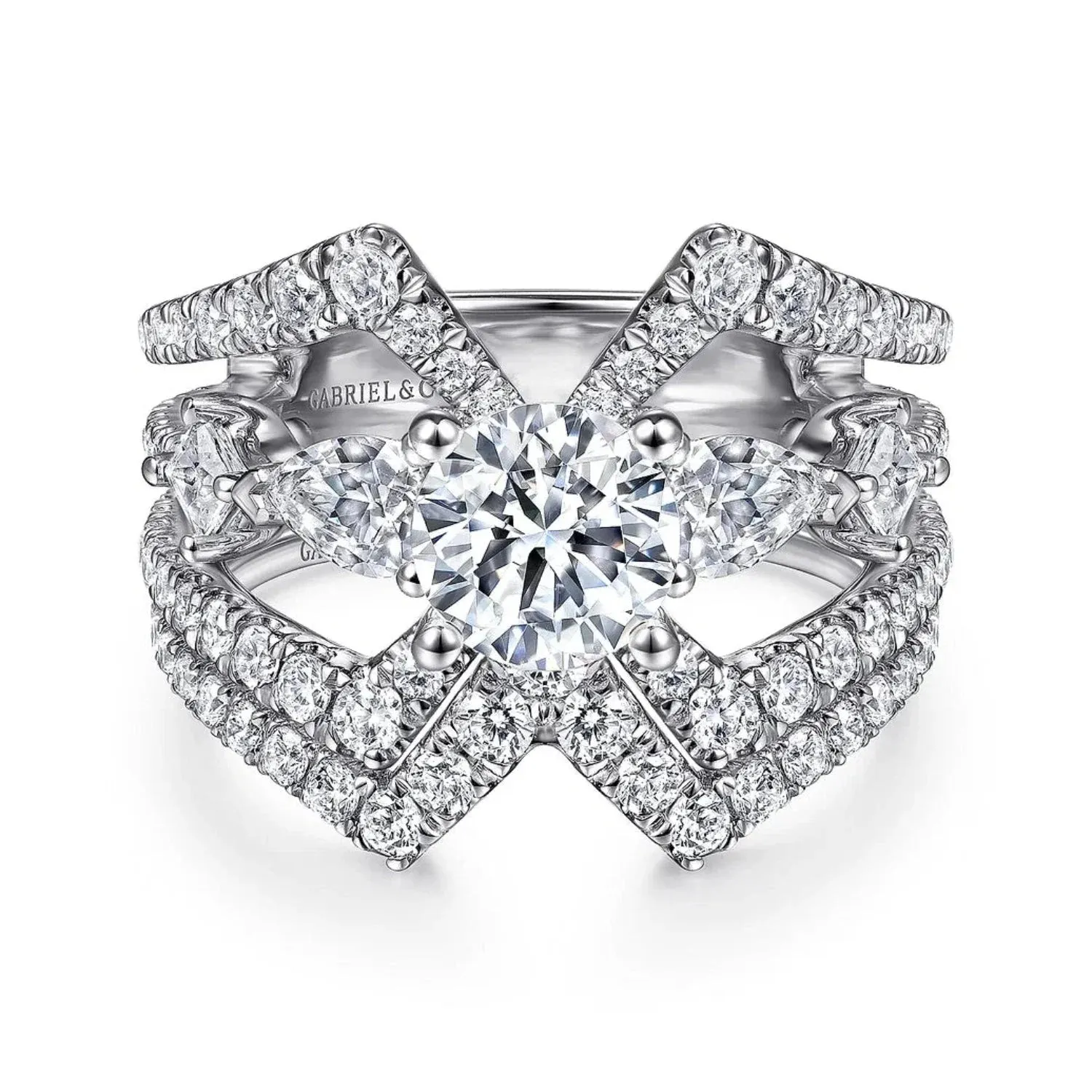 Gabriel & Co. "Lina" Wide Split Shank Diamond Engagement Ring