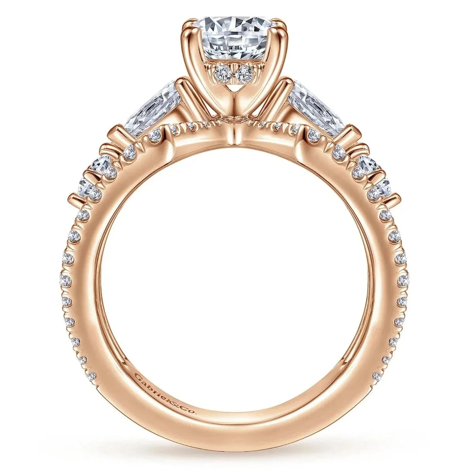 Gabriel & Co. "Lina" Wide Split Shank Diamond Engagement Ring