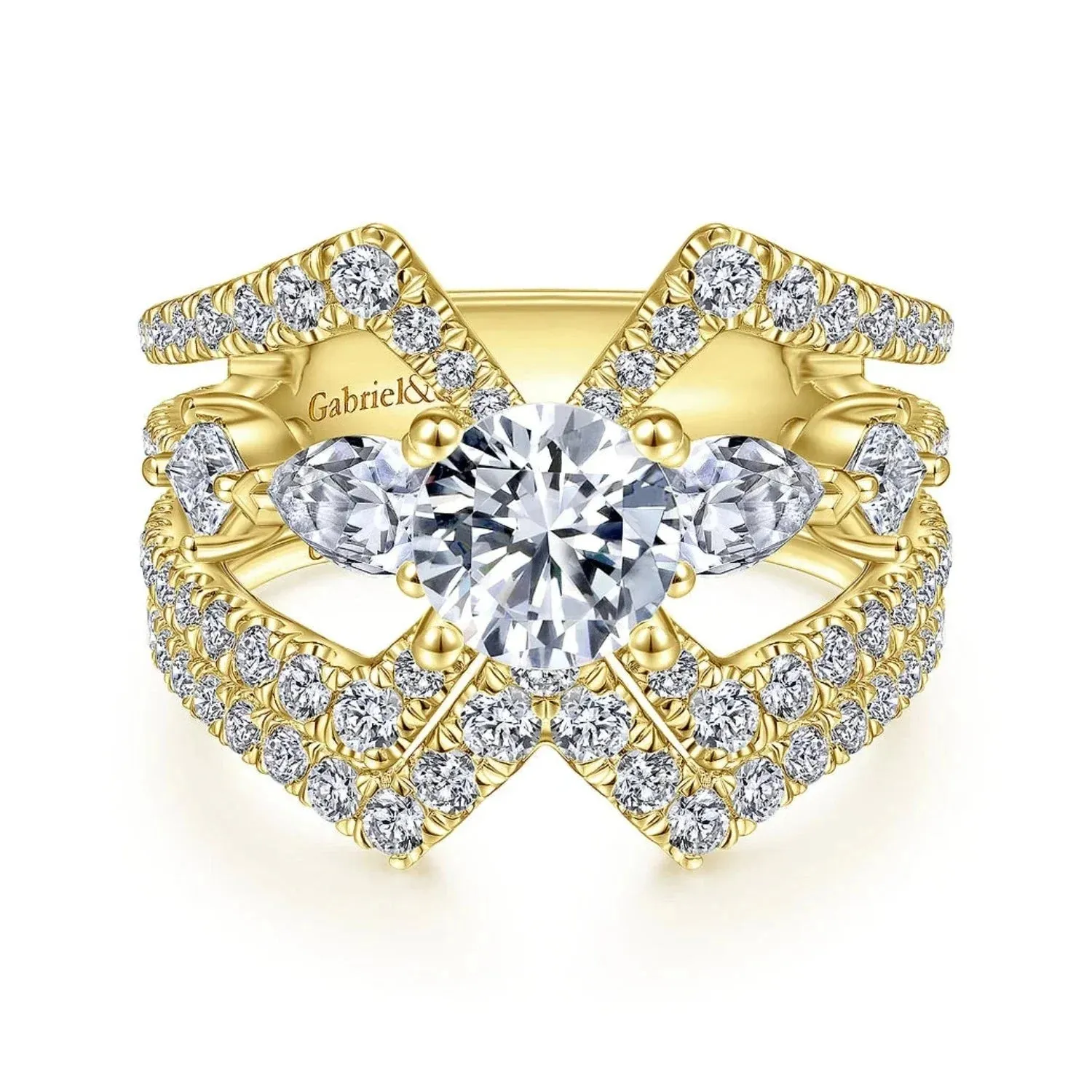 Gabriel & Co. "Lina" Wide Split Shank Diamond Engagement Ring