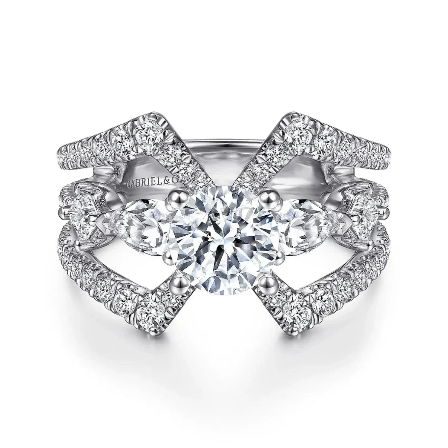 Gabriel & Co. "Lina" Wide Split Shank Diamond Engagement Ring