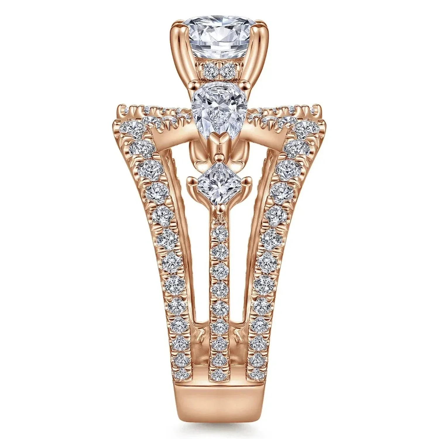 Gabriel & Co. "Lina" Wide Split Shank Diamond Engagement Ring