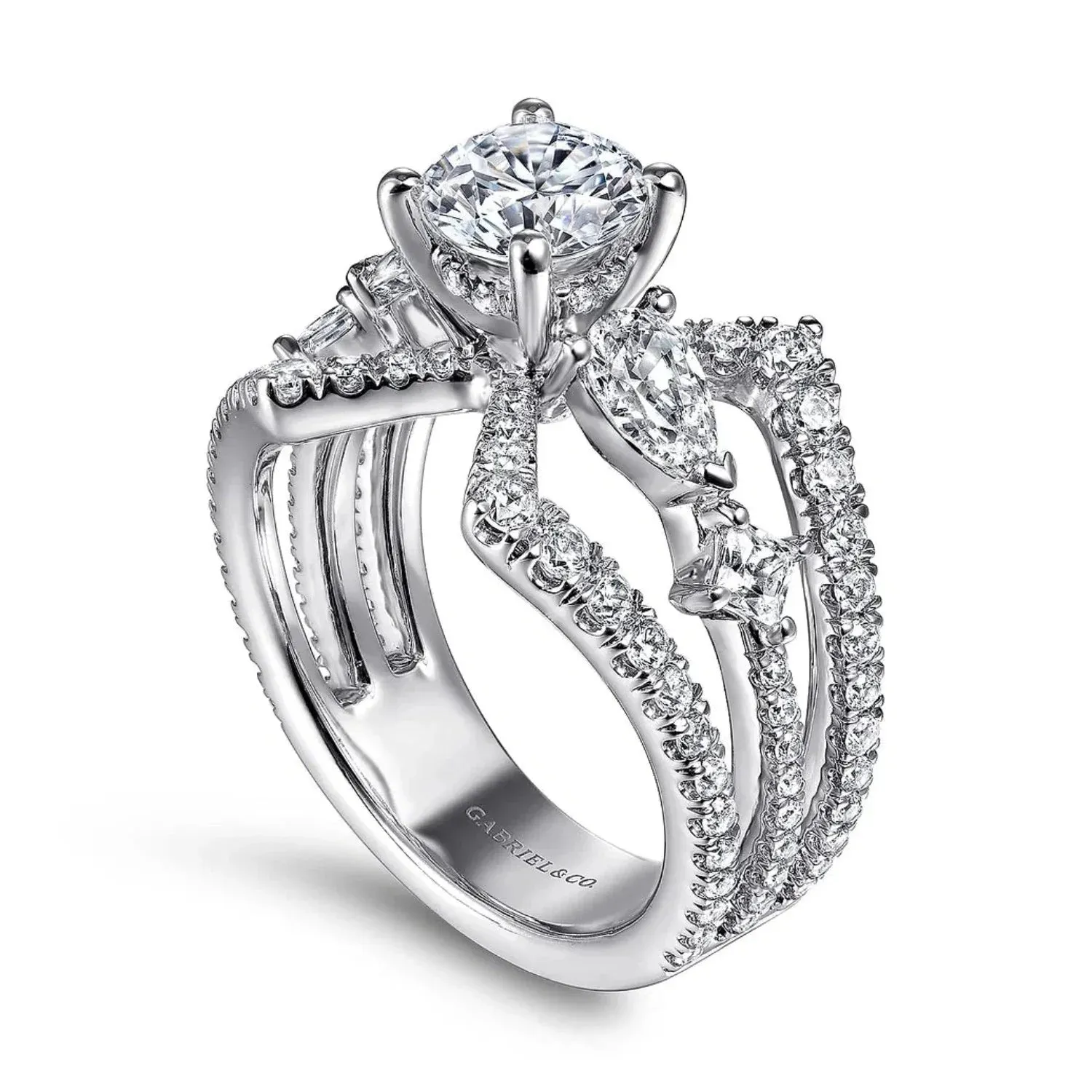 Gabriel & Co. "Lina" Wide Split Shank Diamond Engagement Ring