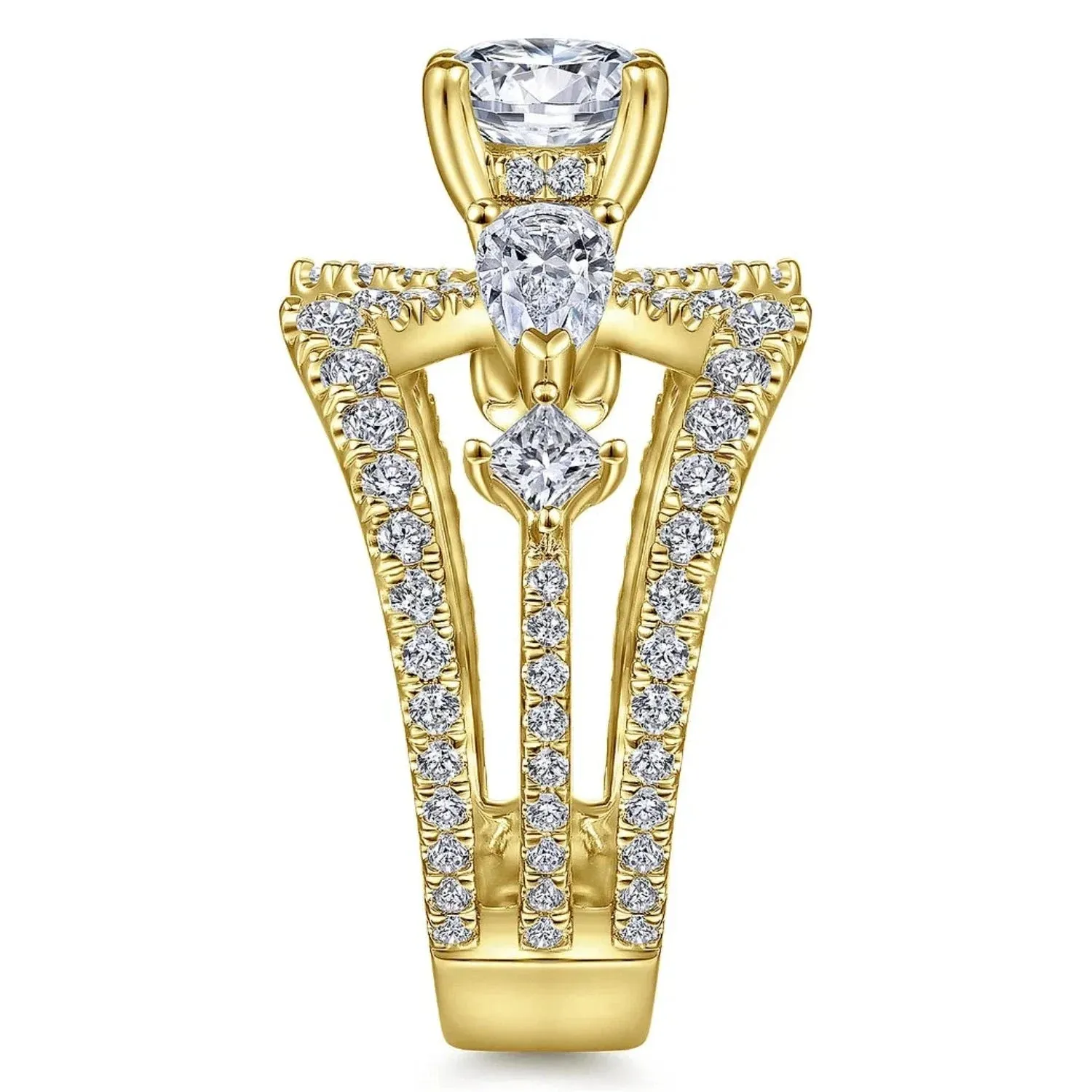 Gabriel & Co. "Lina" Wide Split Shank Diamond Engagement Ring