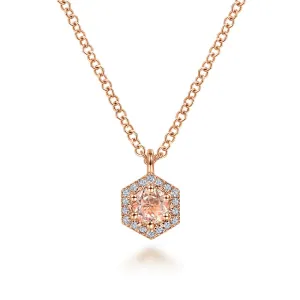 Gabriel & Co. Rose Gold Morganite and Diamond Pendant Necklace