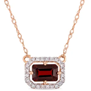 Garnet Halo Station Necklace