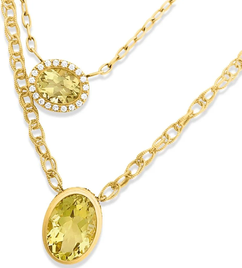 Gemset Necklace in Lemon Citrine and Diamond