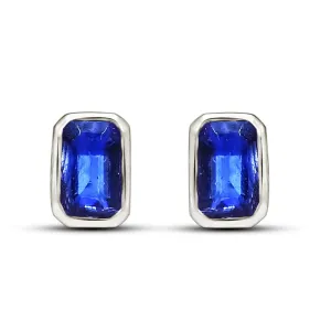 Genuine Blue Sapphire 925 Solid Sterling Silver Earrings 7mm