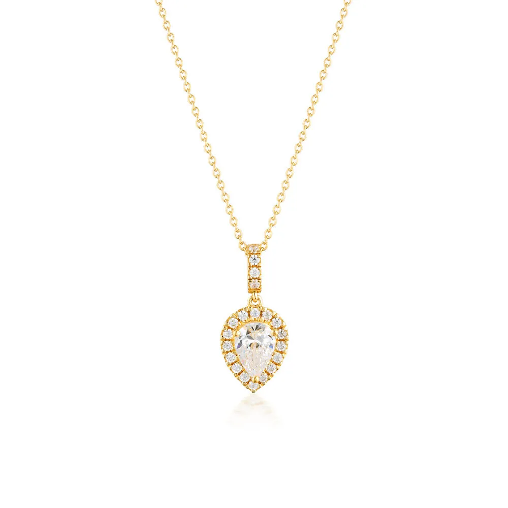 Georgini Luxe Gold Plated Sterling Silver Zirconia Splendore Pendant On Chain