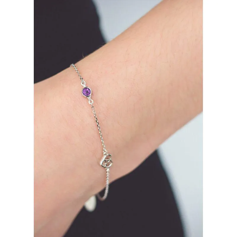 Georgini Natural Garnet and Two Natural Diamond January Bracelet - Silver